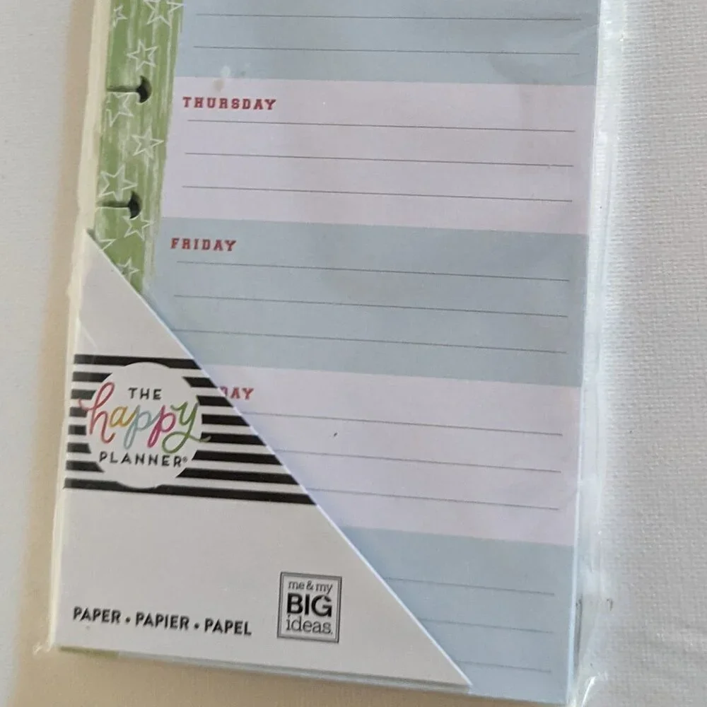 NWT Happy Planner 'All Star Schedule' 60 Classic Half Sheet Weekly Filler Paper